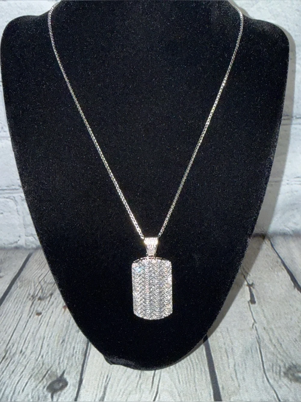 Bella Luce CZ Crystal Dog Tag Necklace - Picture 5 of 9